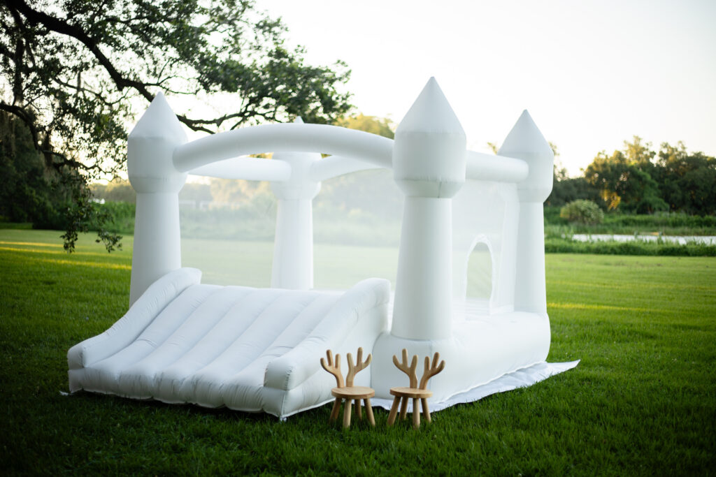 White inflatable castle add-on for soft play rentals